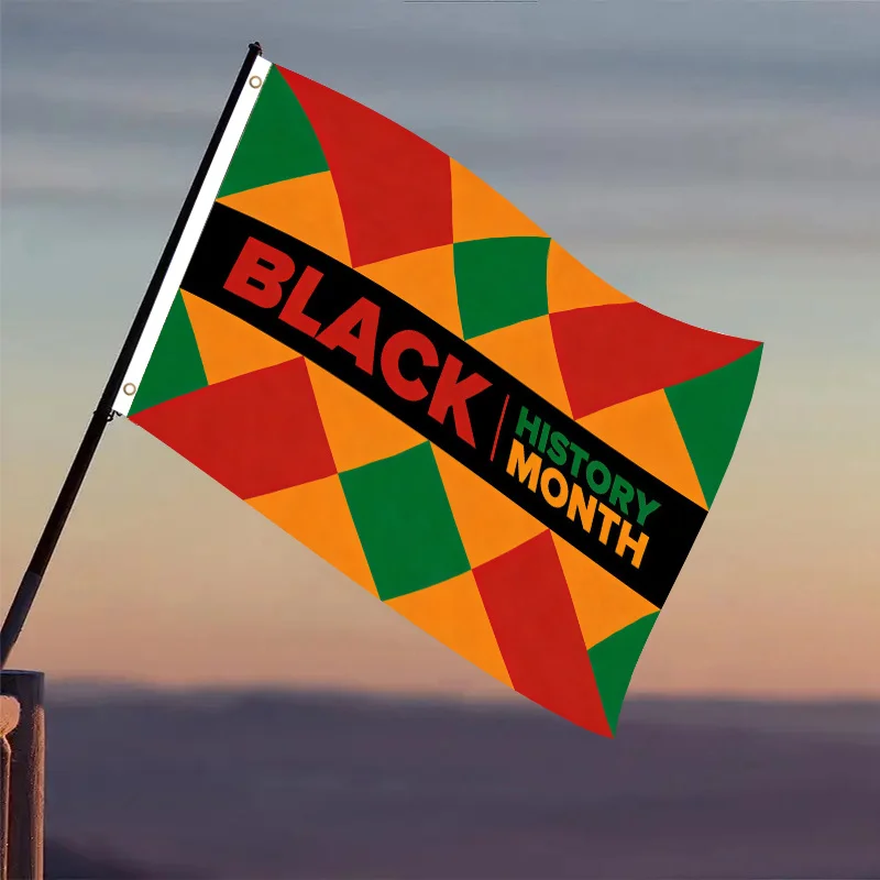 Black History Month Flag Kente Diamond Pattern Outdoor Decoration Durable Polyester