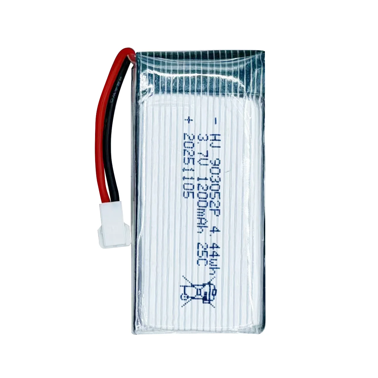 Akumulator litowo-polimerowy 3.7V 903052 1200mAh 25C, rzeczywista pojemność, Li-Po do drona, samolotu, z wtyczką XH2.54 — 2