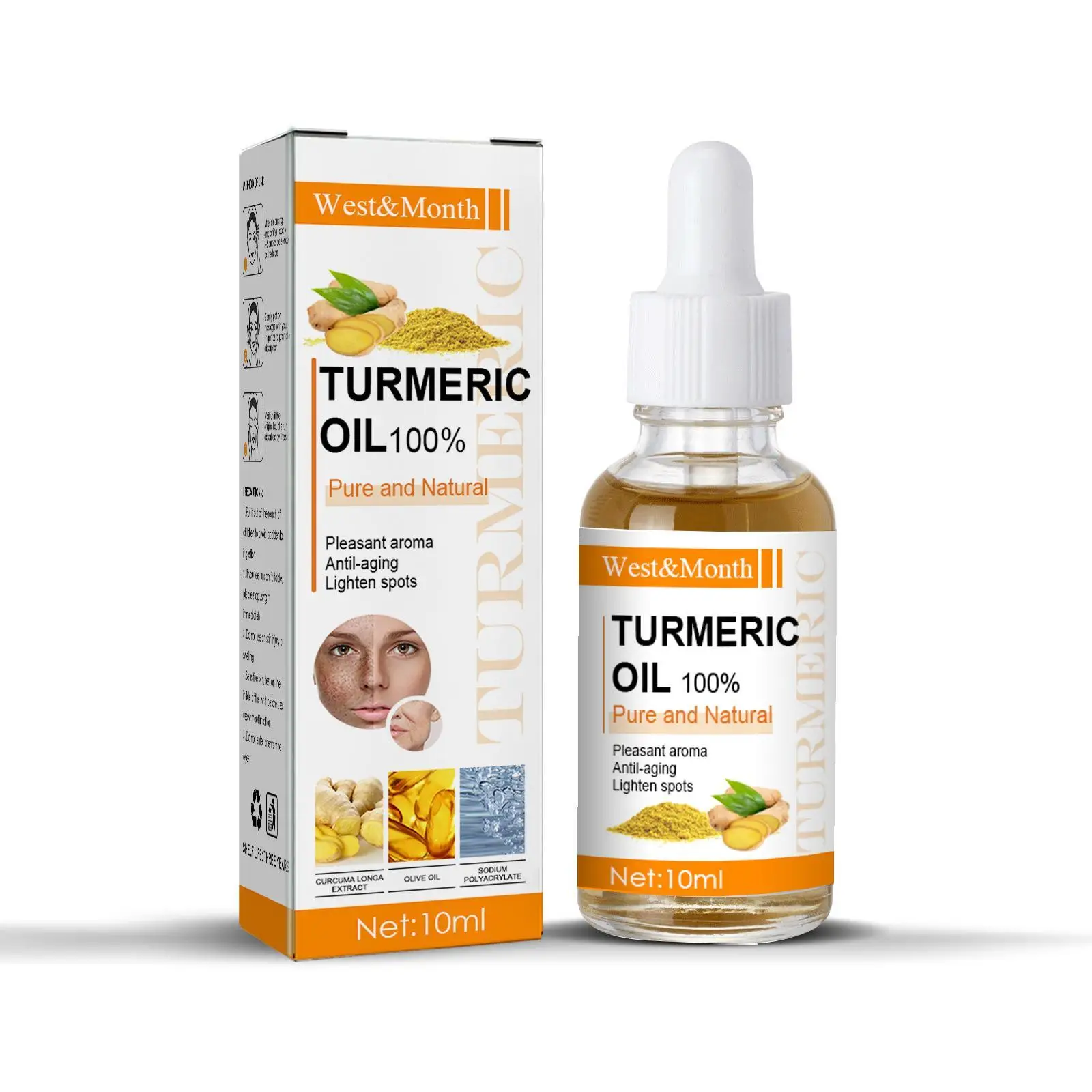 10Ml Kurkuma Etherische Olie Organische Tumeric Olie Voor Donkere Vlekken Puur Natuurlijke Therapeutische Kwaliteit Etherische Olie Whitening Huidverzorging