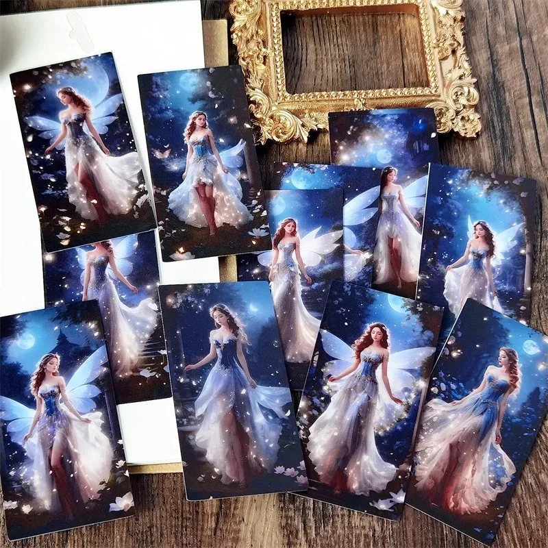 

12pcs cute Moon, starry sky, night elf, fairy girl Cartoon Waterproof Decorative Stickers for Planner Journal Notebook Ins diy