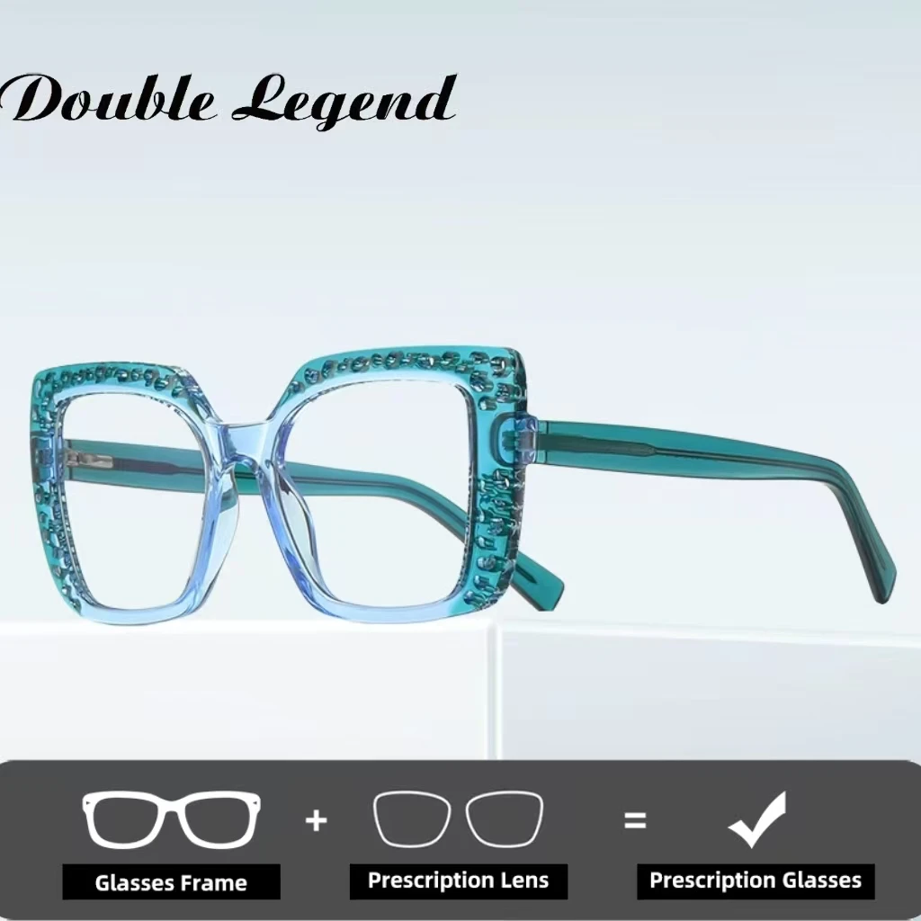 

Женские очки для чтения Double Legend Square Large Frame, простые, с полой оправой, для коррекции близорукости, с диоптриями, на заказ, с защитой от синего света