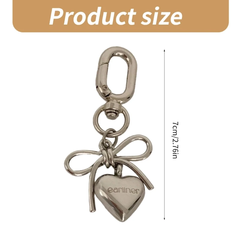 Sweet Metal Heart Bowknot Keychain Pendant Fashion Lovely Ornament Phone Case Keyring Backpack Decoration Charm Jewelry