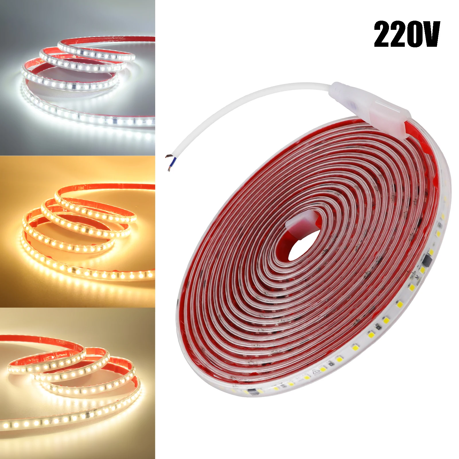 220 فولت LED قطاع ضوء 5 متر 10 متر 15 متر 20 متر 30 متر 35 متر مقاوم للماء ديكور خارجي إضاءة داخلية 2835 120 المصابيح/م شريط مرن لاصق ضوء