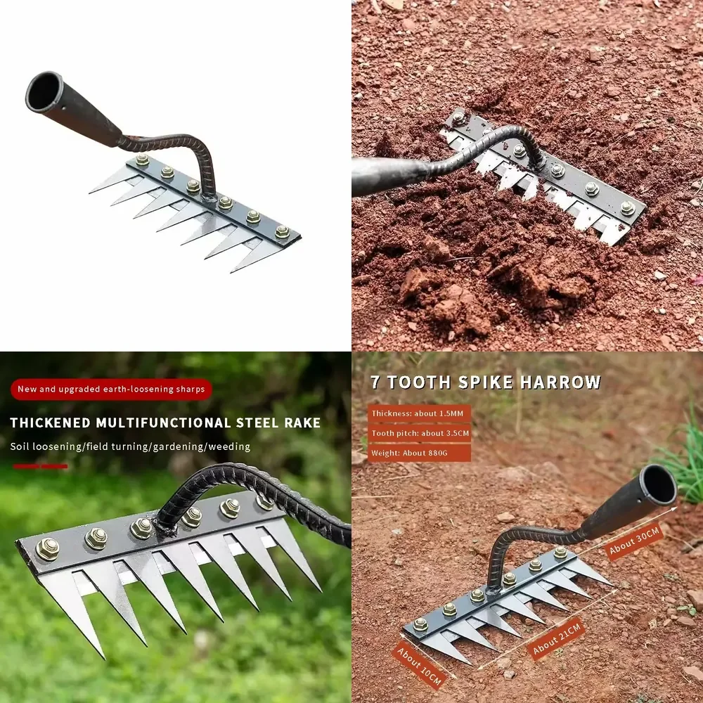 High Quality 7-tooth Rake Hand Tools Manganese Steel Material Pine Planting Flowers Durable Agricultural Tools