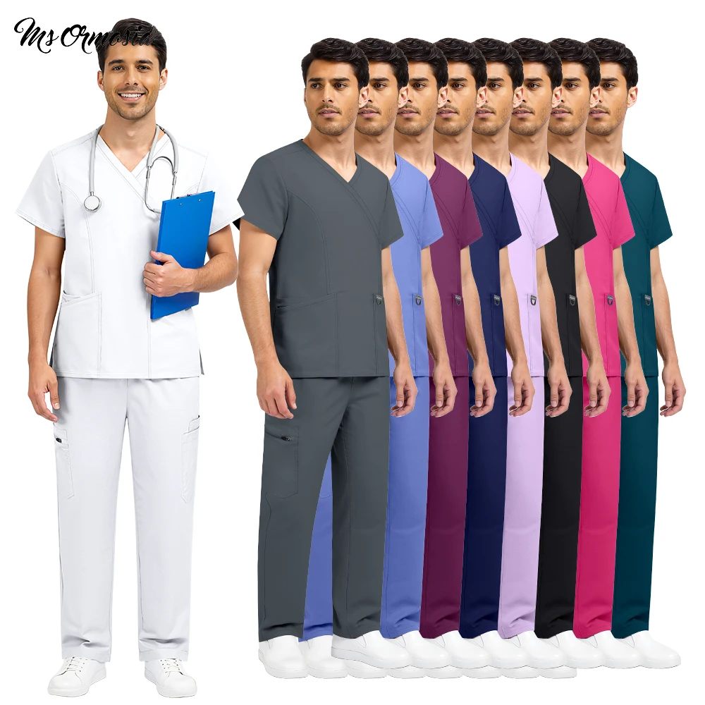 Wholesale High-quality Scrubs Uniform Operating Room Working Set Medical Scrubs Suit Hospital Dental Surgery Suit Nurse Workwear