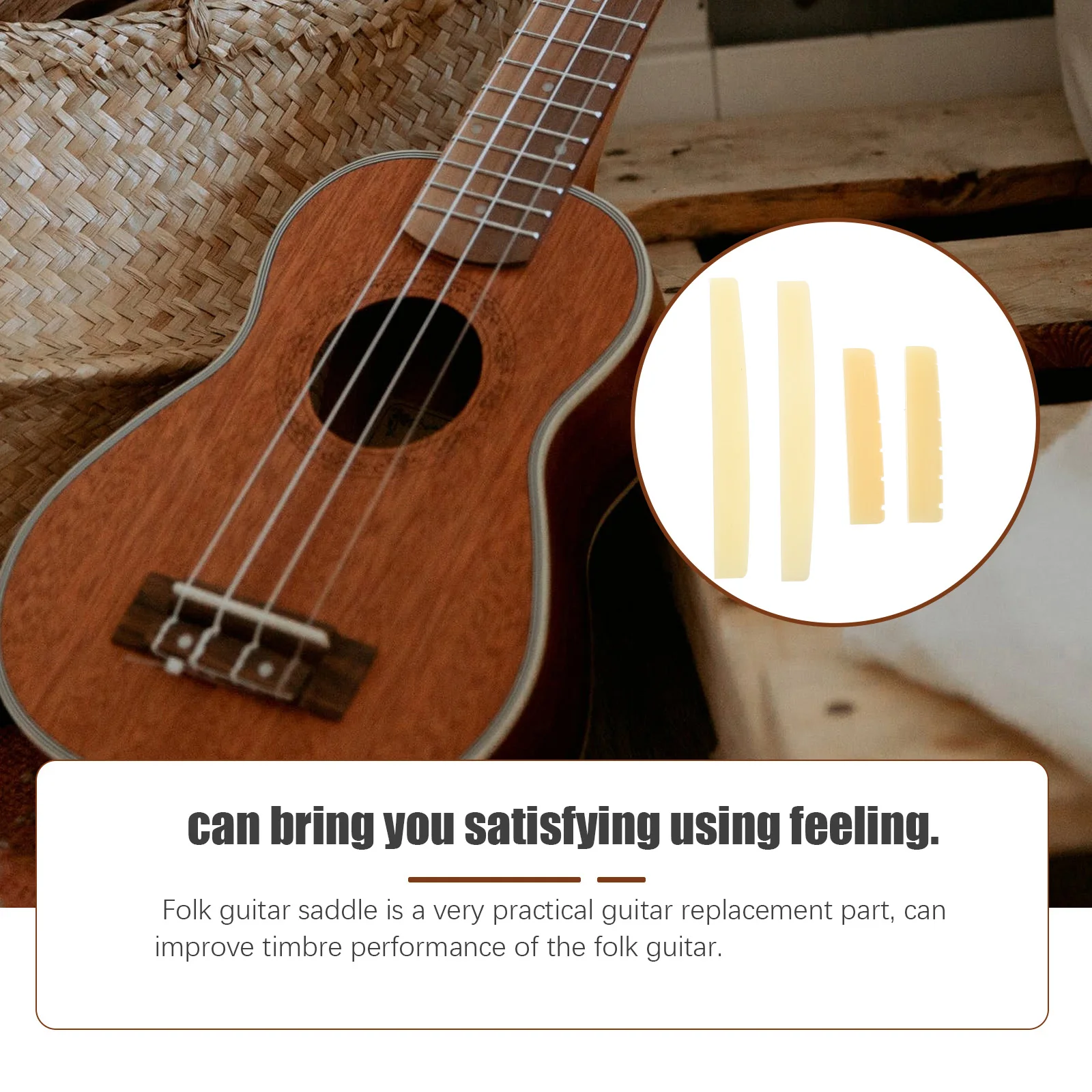 

43mm Guitar Bridge Saddle Nut Beef Bone Acoustic Parts Adjustable String Height Folk Guitar Accessories Lightweight Practical