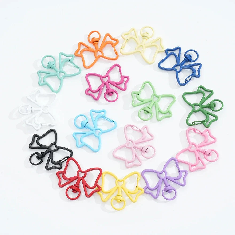 Bow Ties Shape Trigger Clips Buckles Spring Buckle Snap Hook Lobster Clasp Hooks Split Key Ring For Diy Keychain Accessories