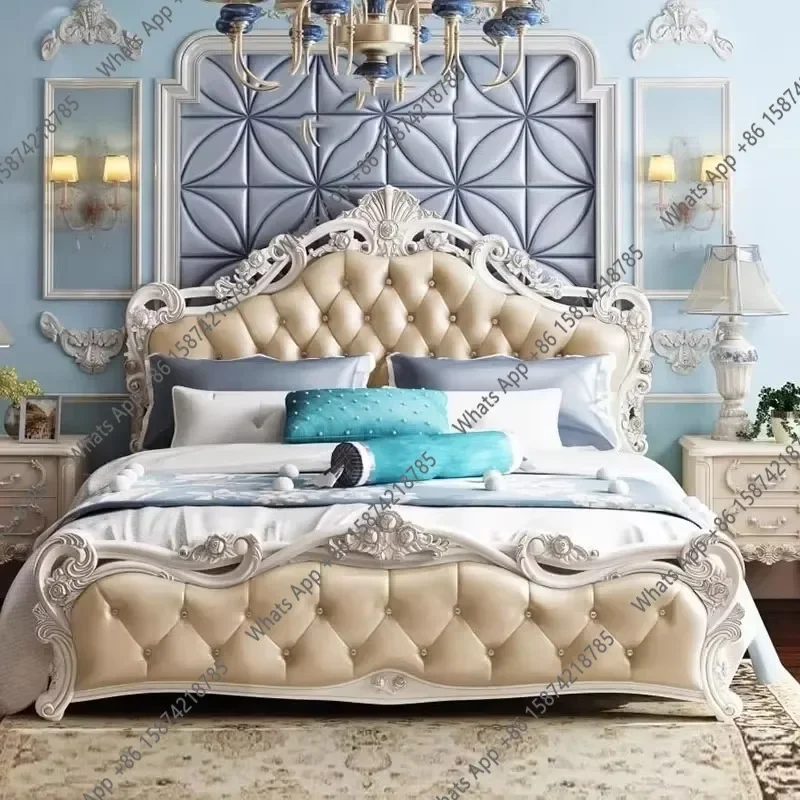 

Кровать N63 King Size с эстетичным дизайном и местом для хранения, европейская кровать для спальни, роскошная современная мебель для спальни