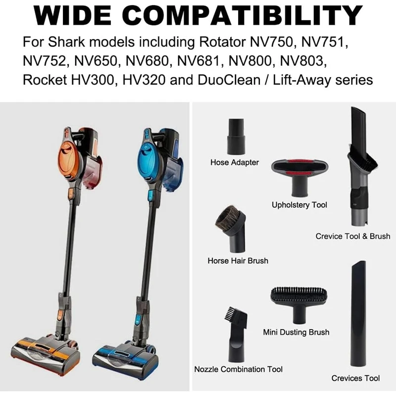 AC66 Vacuum Attachments Crevice Tool Duster Brush for Shark Rocket Lift Away NV680 NV752 NV800 HV300 NV650 NV803