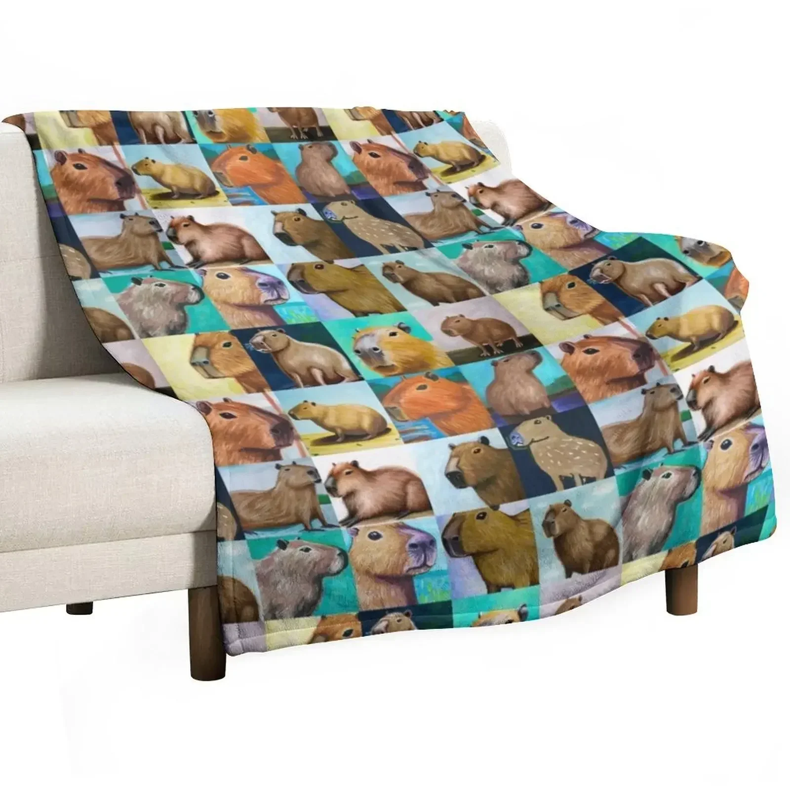 

Capybaras (Tiled Pattern) Throw Blanket Blankets For Sofas Blankets For Bed Plaid Blankets