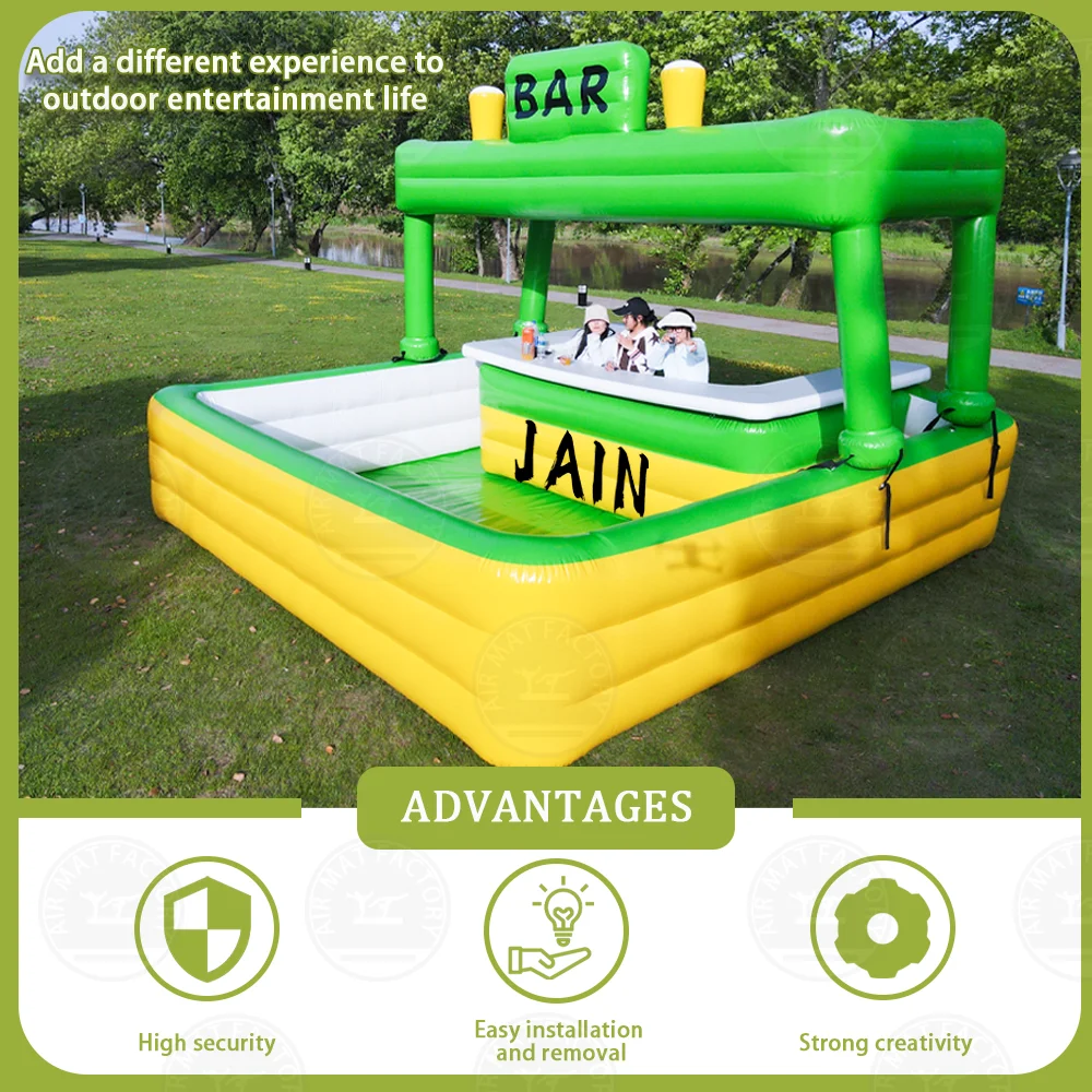 

Giant Inflatable Bar Pool, Blow Up Pool Bar with Canopy, Inflatable Swimming Pool Bar for Adults Summer Pool Parties