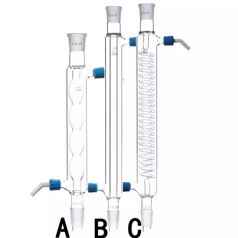 Tubo di condensazione con bocca piccola staccabile tubo di condensazione sferico dritto a forma di serpente tubo di condensazione da laboratorio