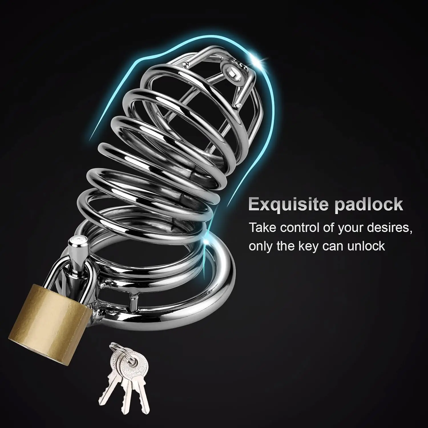 جهاز العفة المعدني للذكور، 3 حلقات قابلة للتعديل من الفولاذ المقاوم للصدأ قفص BDSM ألعاب للرجال قفل الامتناع عن ممارسة الجنس لعبة الجنس الكبار المضادة للغش