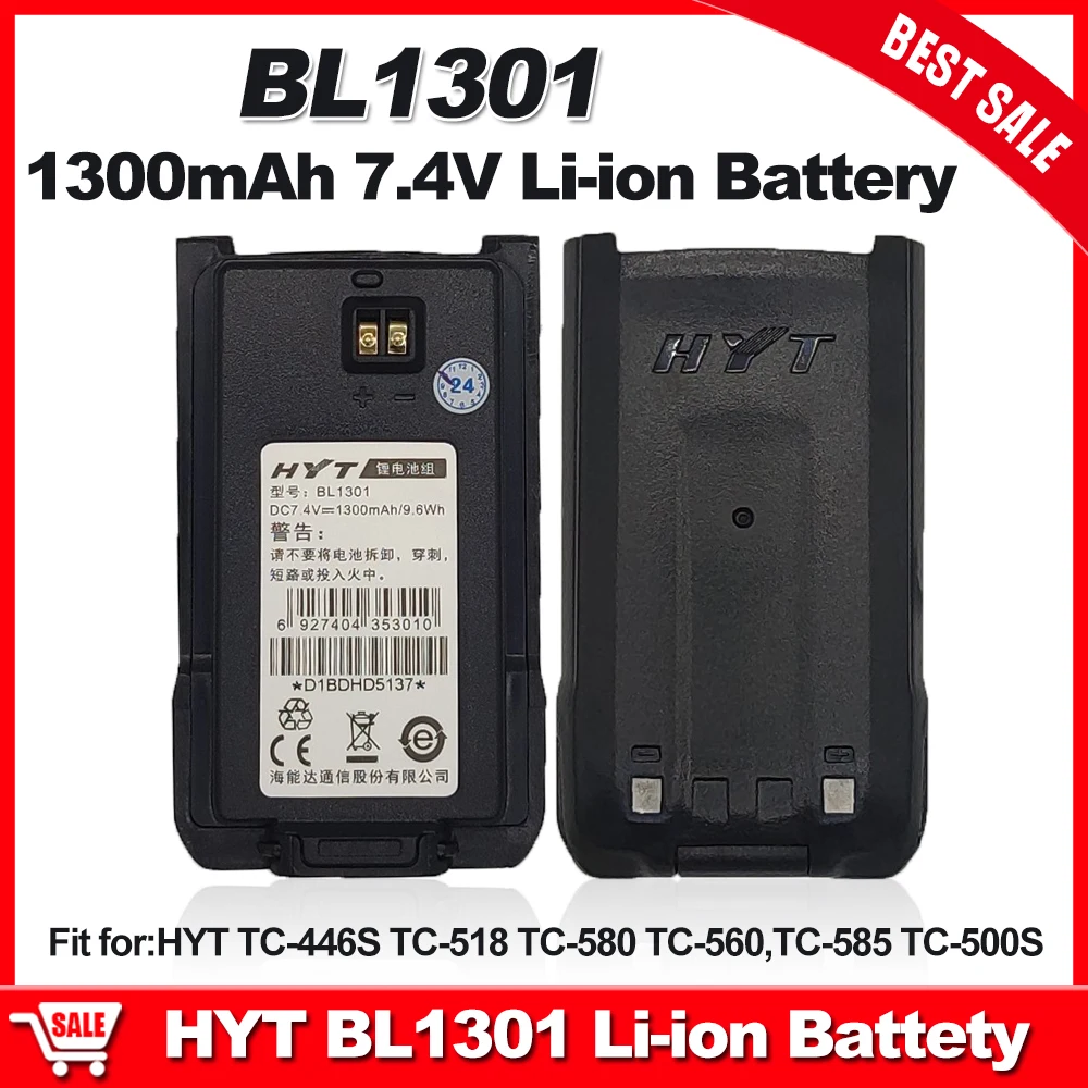 BL1301 Li-ion Battery 1300mAh Original Battery Pack for Walkie Talkie HYT TC-446S TC-500S TC-518 TC-560 TC580 TC585 2-Way Radios