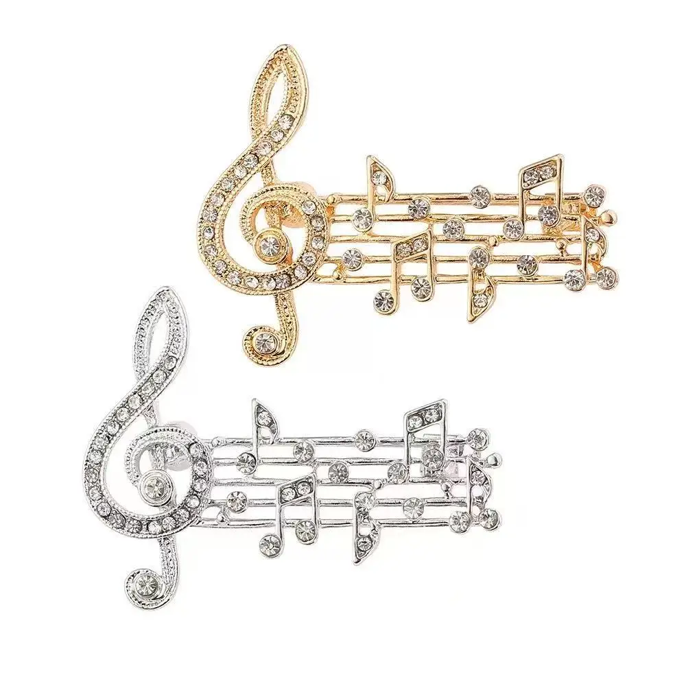 Elegant Music Note Brooch for Women Men Student Musician Backpack Lapel Pin Club Badge Souvenir Jewelry Accessories Gifts