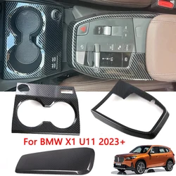 For BMW X1 U11 2023 2024 ABS Carbon Fiber Look Central Console Cover Trim Interior Decoraiton Auto Accessories