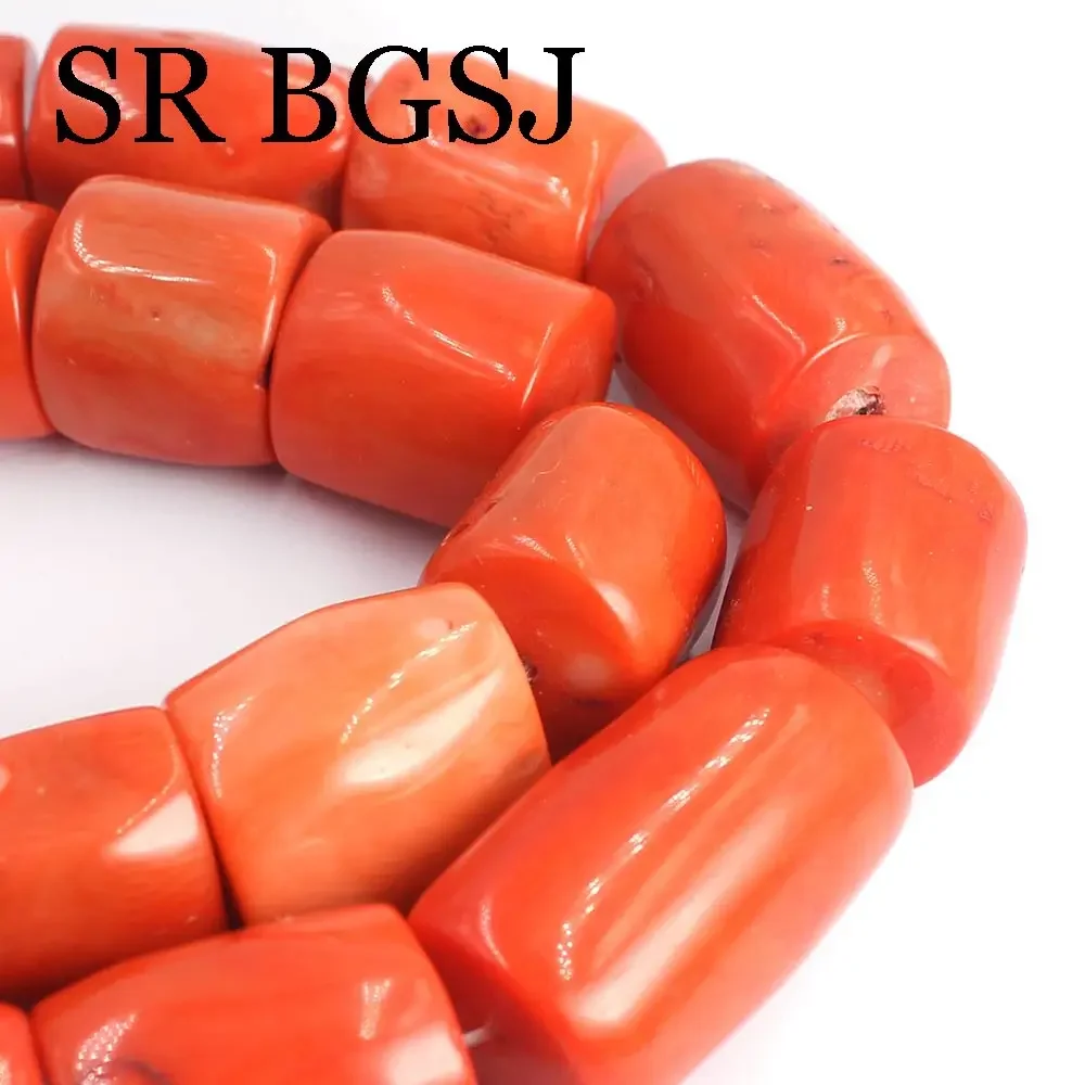 18-20mm Wholesale Genuine Orange Natural Coral Drum Column Loose Big Charm Beads For Diy Jewelry Making