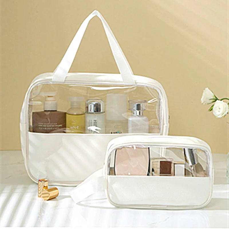 Portable Travel Transparent Women's Cosmetics Bag PVC Waterproof Makeup Storage Pouch Swimming Beach Toiletry Bags