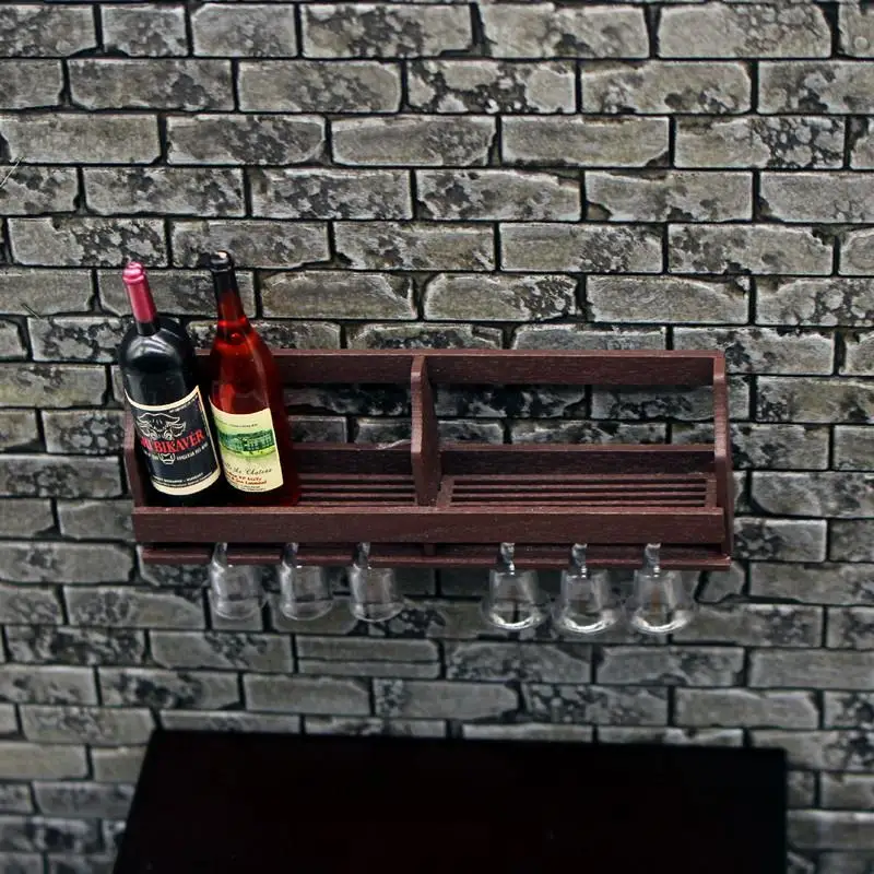 1 Set Dollhouse Simulation Wall Mounted Wine Cup Rack Miniature Hanging Display Model Play House Toy Decor Kid Gift