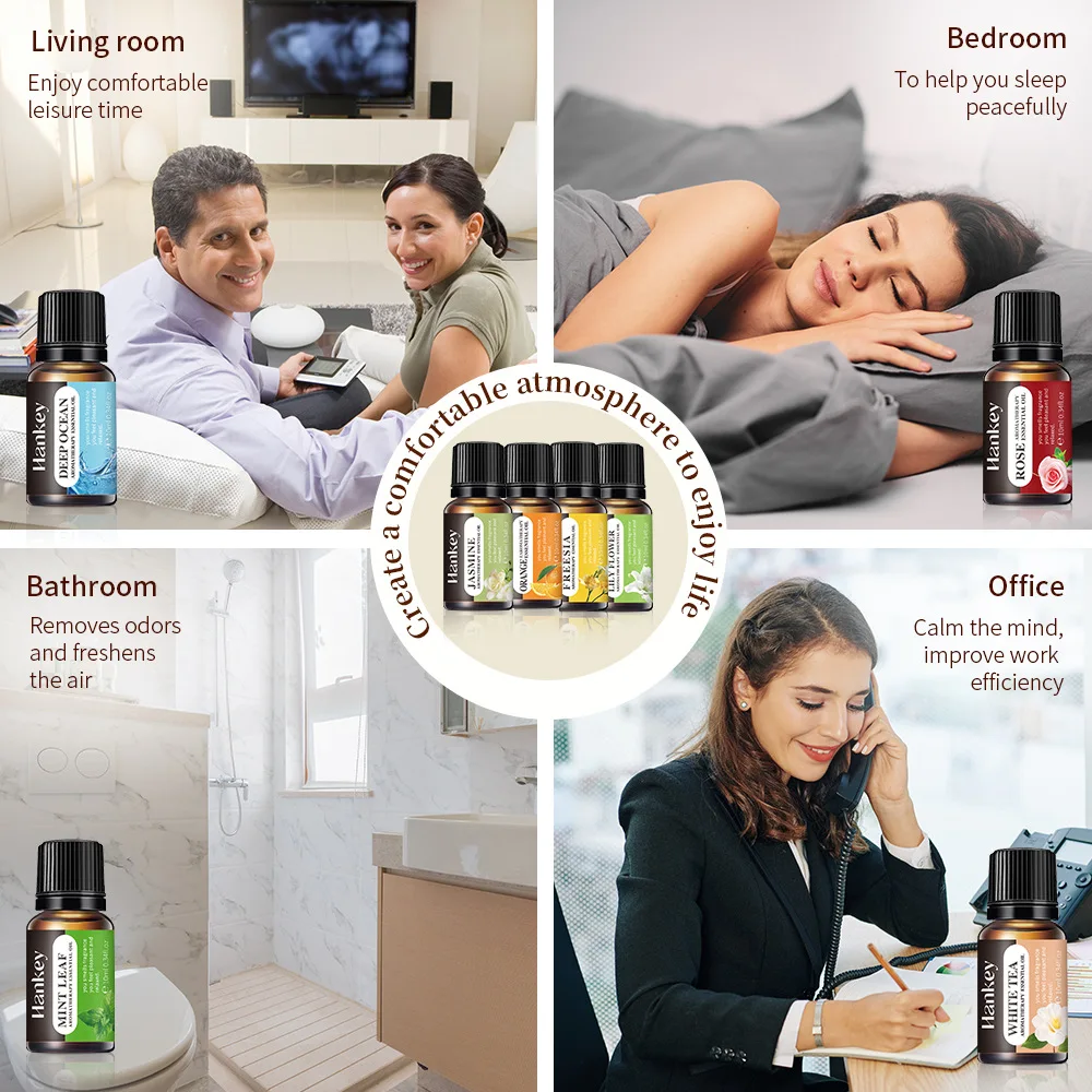 10 مللي زيت طبيعي زنبق شاي أبيض زهرة الورد فريزيا الياسمين الخزامى زهر الكرز الفانيليا أوسمانثوس زيت عطري الليمون