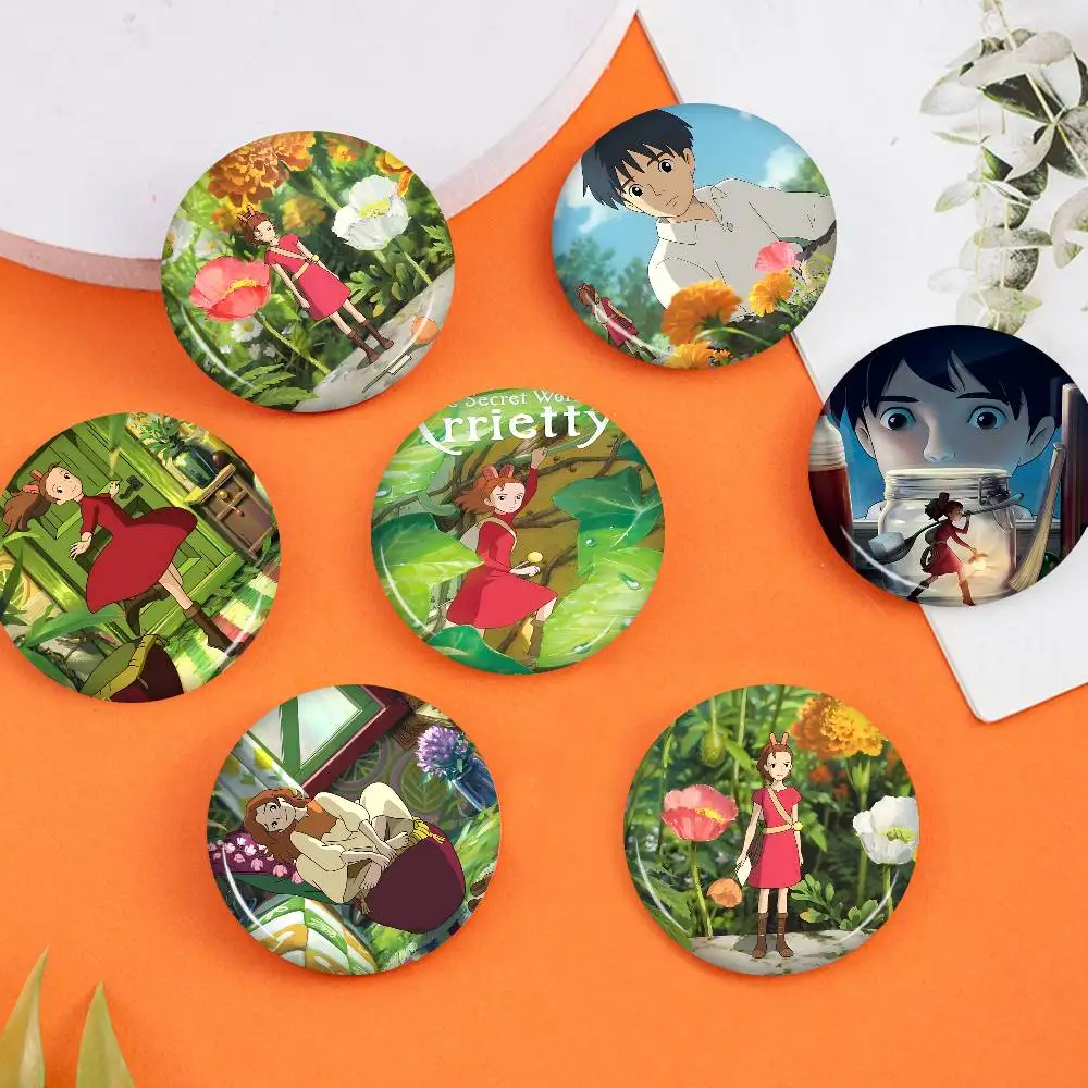 Anime The S-Secret World Of A-Arrietty Creative Pins Funny Faces Round Snap-in Brooch Badge Backpack Hat Jewelry Gifts