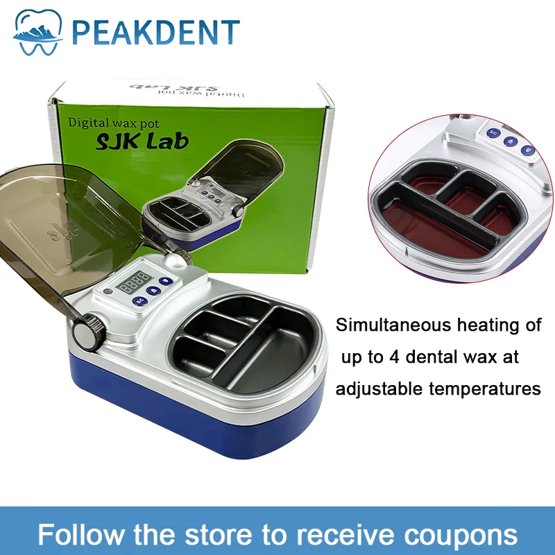 Dental Lab 4-well Pot Digital Wax Heater for Wax Melting Dipping Pot Fast Heating Temperature Setting Dental Technician Equipmen