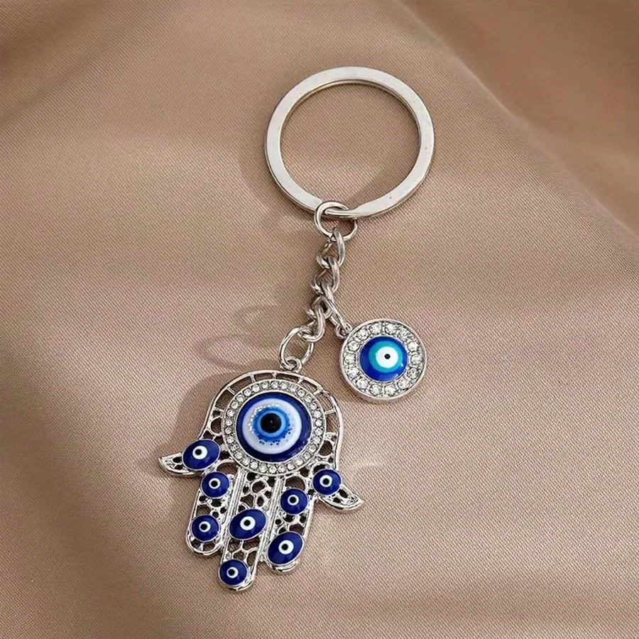Evil Eye Hamza Hand Schlüsselanhänger aus Legierung, Glücksbringer für Geldbörsen und Rucksäcke, Schmuck für Damen und Herren als Geschenk – Detail 8