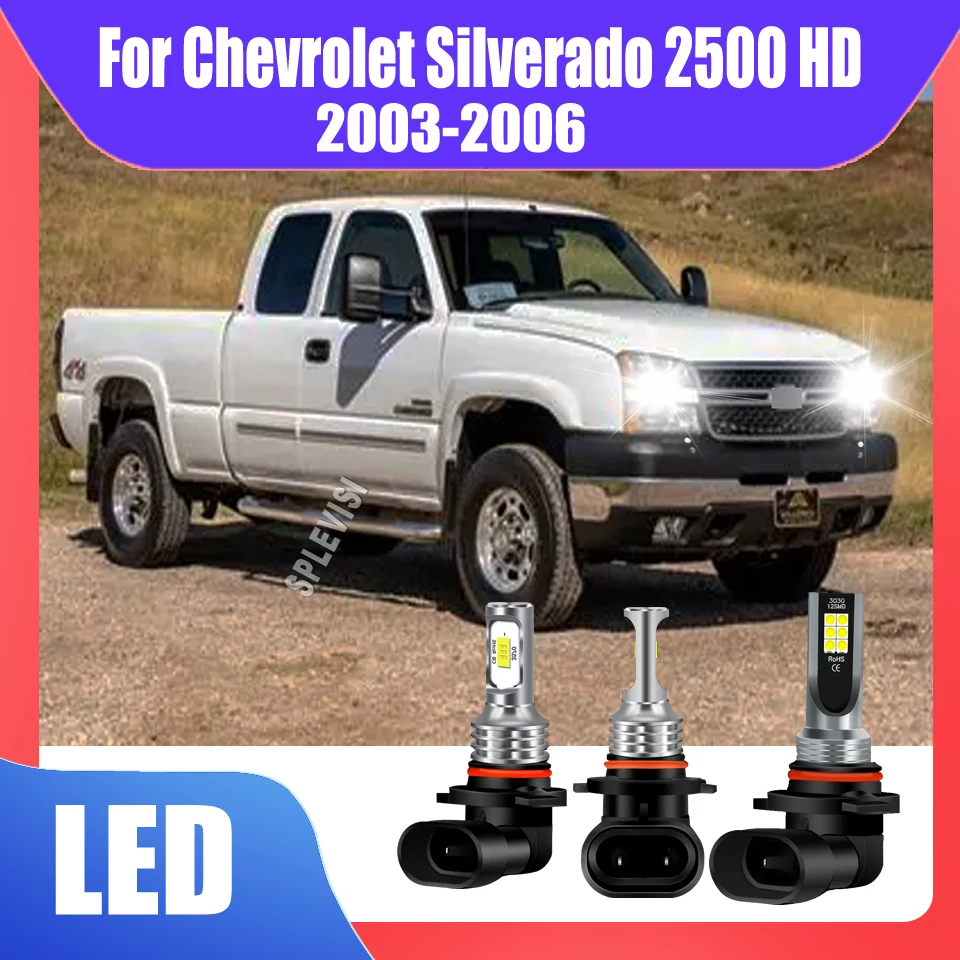 

Pickup LED White Headlight Bulbs High Low Beam Foglight Conversion Kit For Chevrolet Silverado 2500 HD 2003 2004 2005 2006