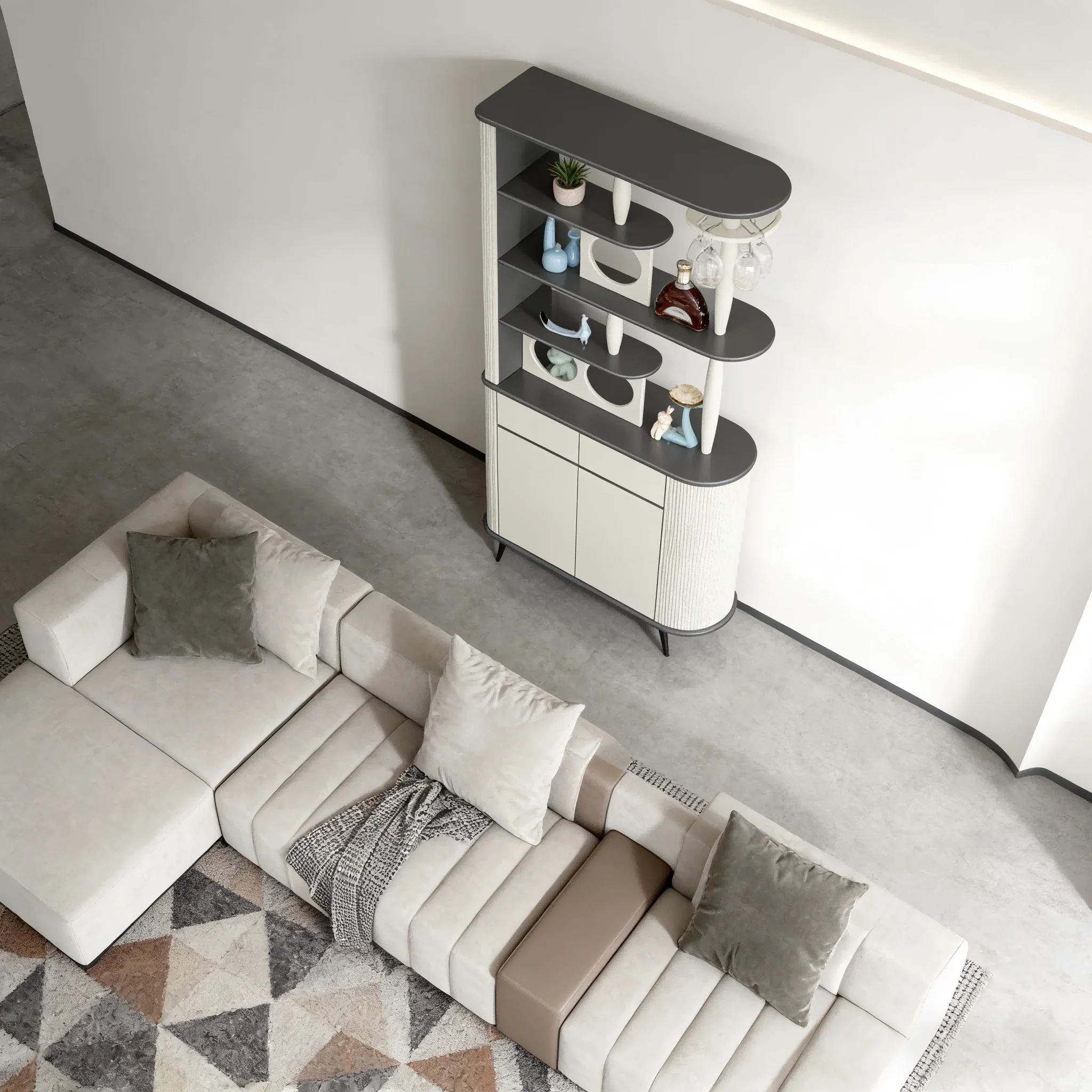 White Color-Matched Artistic Partition Cabinet Light Luxury Modern Style Wine Rack Light Luxury Home Decor Use