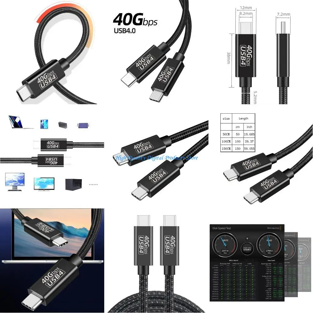 

U2JE PD240W USB4 40Gbps TypeC Cable, 8K60hz 7680x4320 Quick Charging & Data Transfer