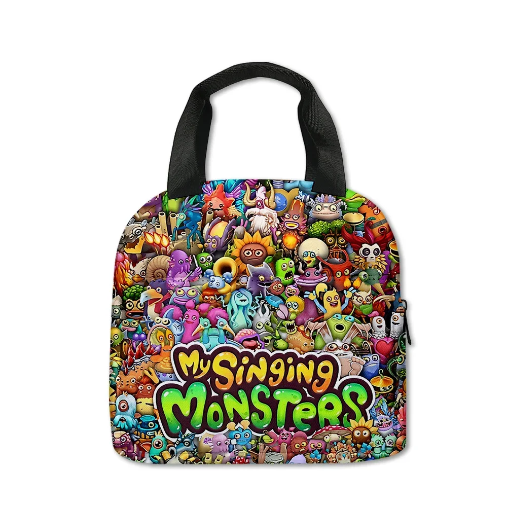 New My Singing Monsters Monster Concert Lunch Bag Elementary School Students Portable Ice Bag Children Zipper Shoulders Mochila