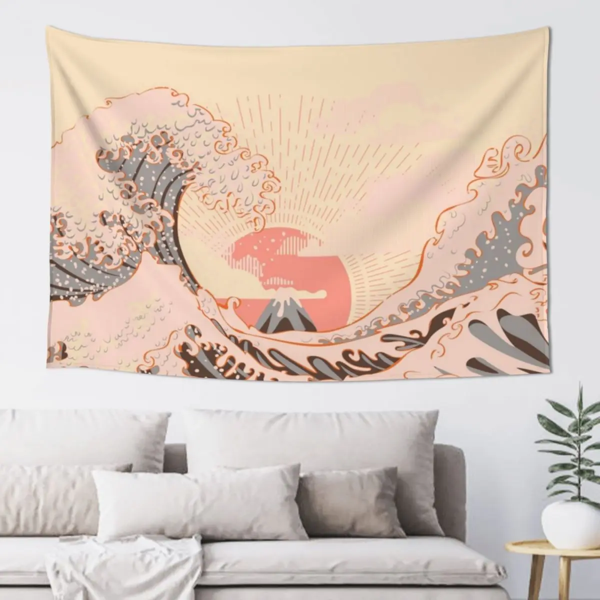 

The great wave off kanagawa at sunrise Tapestry For Bedroom Wall Decoration Art Mural Outdoor Decoration Tapestry