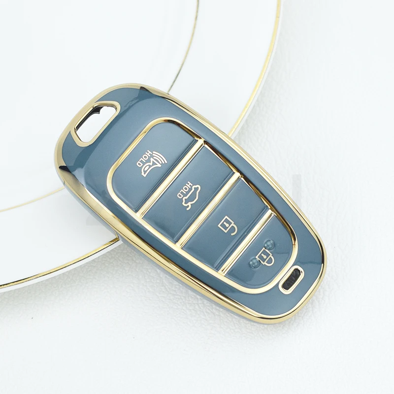 4 Button TPU Car Remote Key Cover Case Shell Fob For Hyundai Solaris Sonata Hybrid NEXO Tucson NX4 SantaFe Dn8 Atos Prime Holder