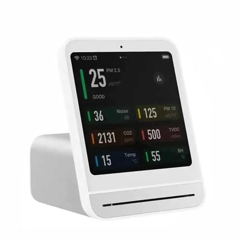 Qingping Smart Air Quality Monitor 2 Sensor Detector PM2.5 PM10 CO2 TVOC Noise and Dust Monitor Clock for App Control