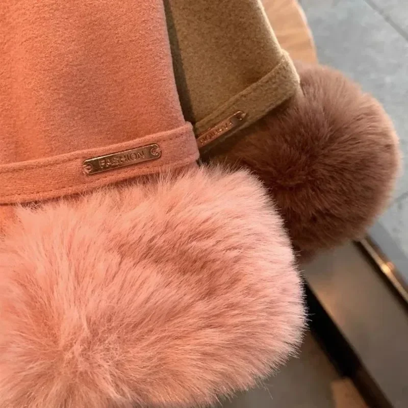 الشتاء قفازات نسائية أنيقة شاشة تعمل باللمس المخملية سميكة قفازات الأرنب الفراء المرأة القفازات الدافئة قفاز الهدايا