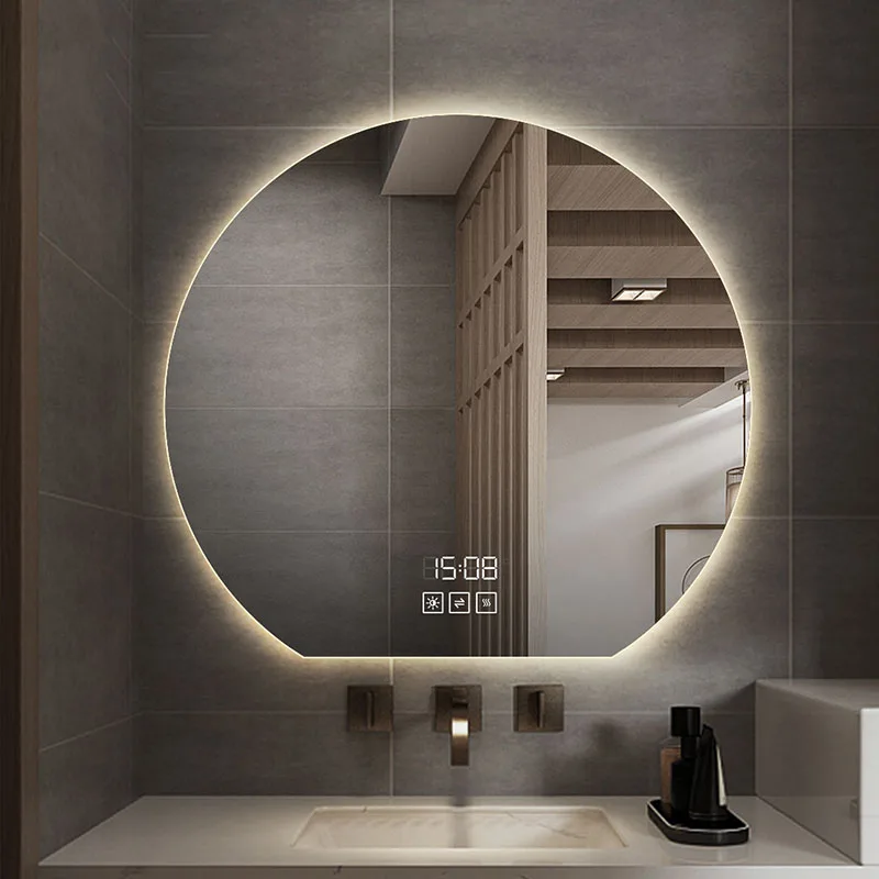 Touch Anti Bath Mirrors Bluetooth Nordic Illuminated Round Bath Mirrors Modern Style Shower Espejo Bathroom Supplies WW50BM