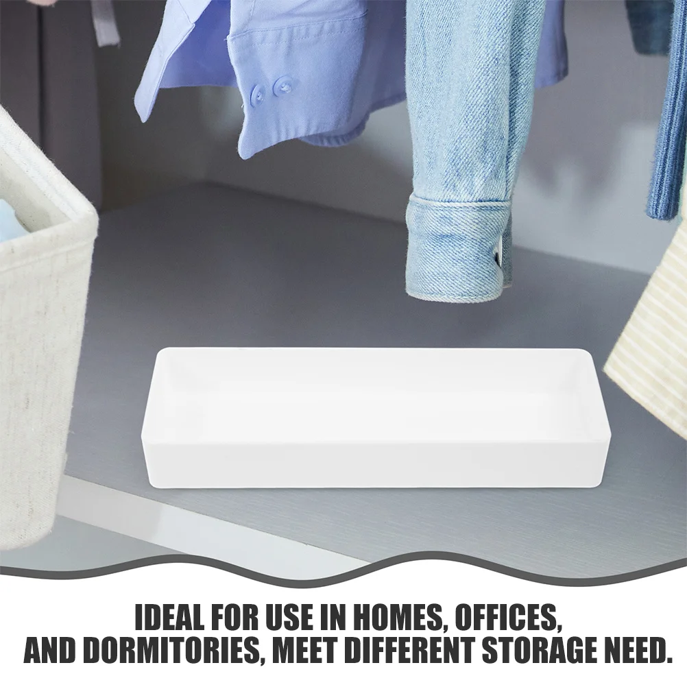 

5Pcs Drawer Storage Box Set White Plastic Organizer Bins Desk Makeup Bathroom Vanity Storage Tray Organizer for Home Office