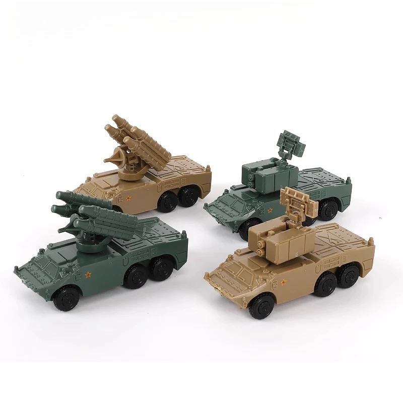 4D Model Steel Ball Tank 1/144 Hongqi 7B Air Defense Missile Launcher Radar Vehicle Military Slide Play