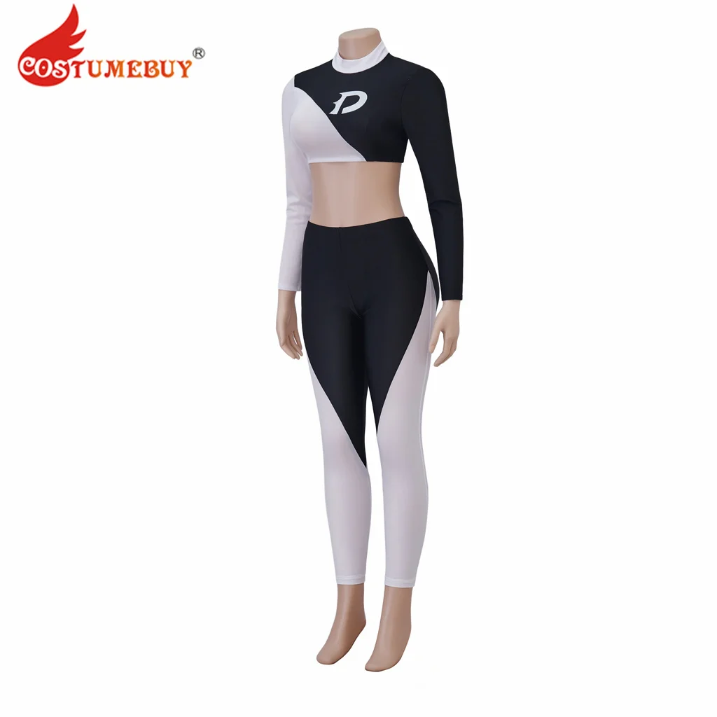 Female Danny Fenton Cosplay Crop Top Pants Outfits Jumpsuit Black White Suit Halloween Costume