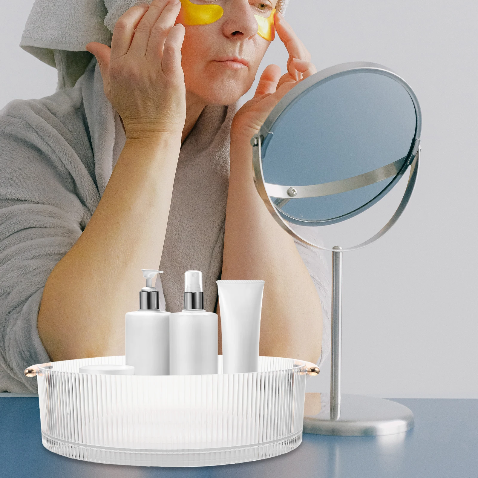 

Non- Round Storage Tray Rotating Organizer For Kitchen And Bathroom