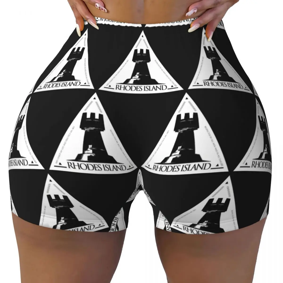 

Пользовательские шорты для йоги с эмблемой острова Arknights Rhodes, женские байкерские шорты для тренировок в тренажерном зале, спортивные шорты для волейбола