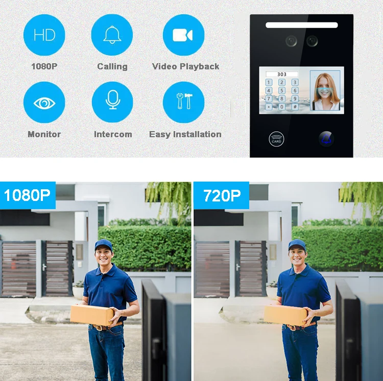 Ip Digital Outdoor Electronic Doorman Camera Wi-fi Video Doorphone Villa Intercoms Wireless Doorbell