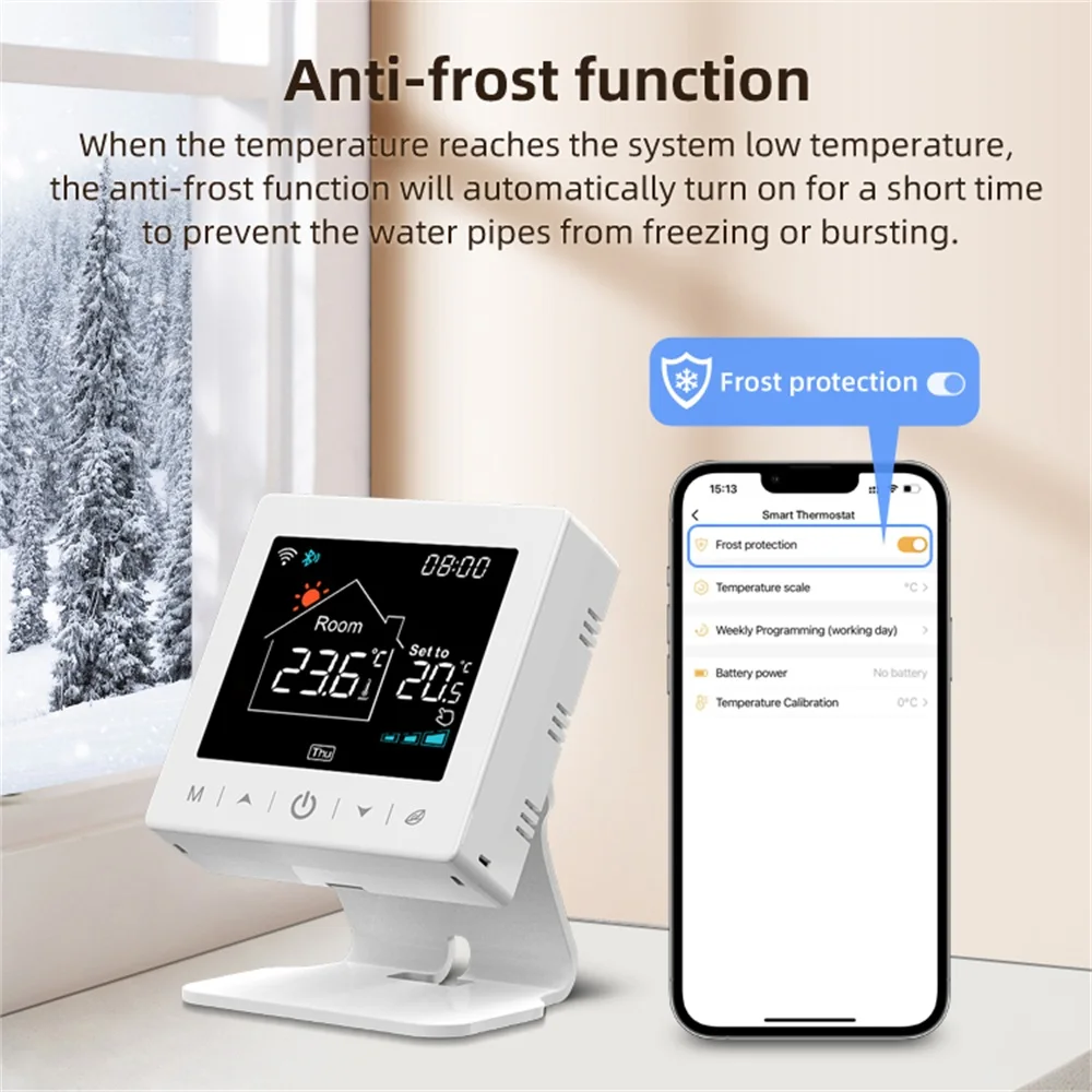 Tuya WIFI Wireless Thermostat With Bracket Programmable Temperature Controller For WaterHeating/Gas/Boiler Support Voice Control