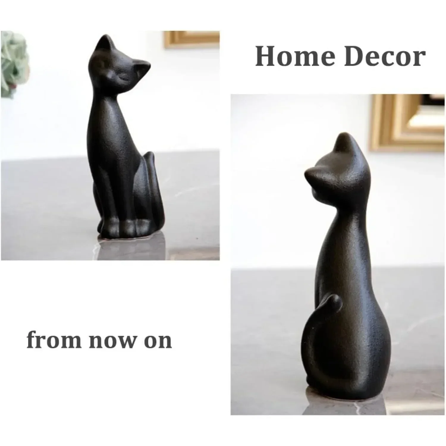 

Black Cat Statue, Home Decor Mini Cat Statue, Room Decor Matte Ceramic Cat Statue for Lovers, For Couples, Wedding Gift