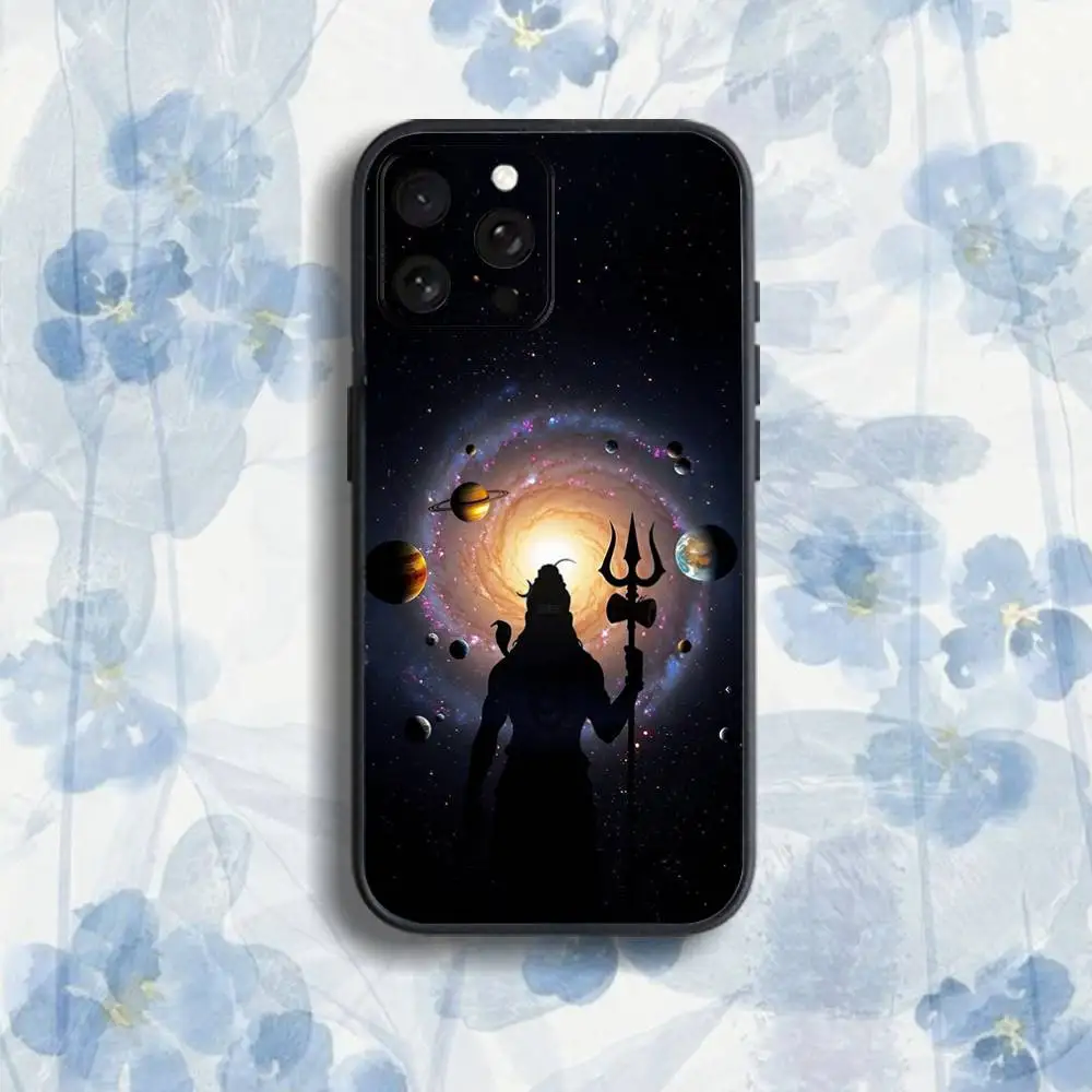 LordS Shiva M-Mahadev van telefoonhoesje voor iPhone 17,16,15,14,13,12,Pro,Max,Plus,E,SE4,Air,Mini zwarte softbox