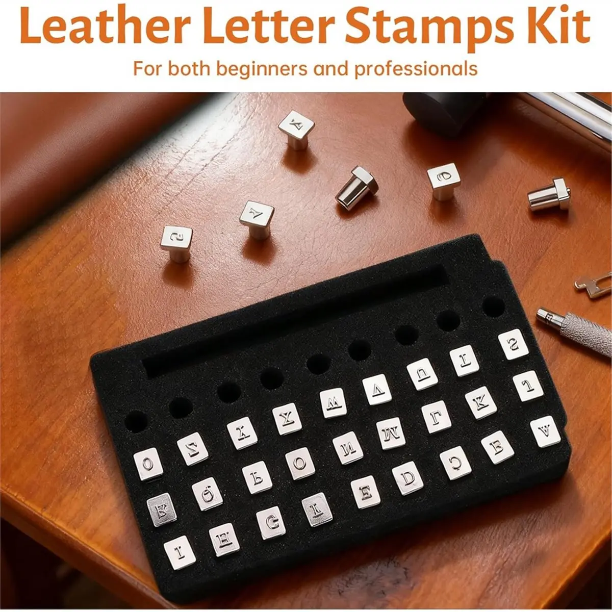 

Набор из 32 кожаных штампов с буквами, инструменты для штамповки металлической кожи с 32 узорами для рукоделия из кожи [2026 MOCC]