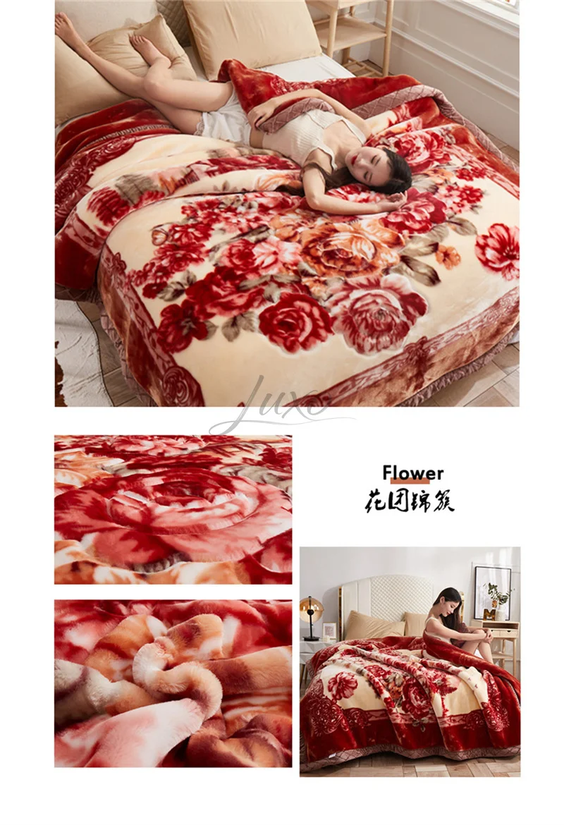 New Warm Weighted Blankets for Beds High End Thicken Warmth Raschel Blanket for Winter Autumn Double Side Plush Comforter Quilt