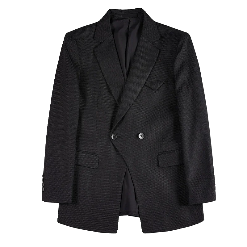 2024 Spring Unique Tailoring Blazer Jacket Men Double Breasted Buckle Casual Business Blazer Social Banquet Party Formal Coat