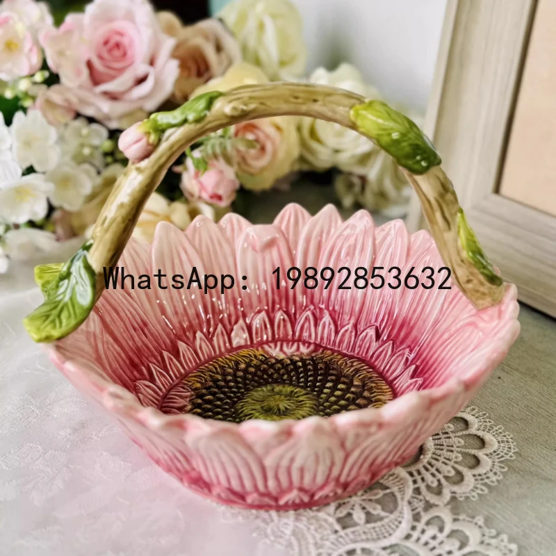 

Ceramic Teapot Teacup Sunflower Ceramic Basket Dried Fruit Snack Plate Afternoon Tea Coffee Pot Coffee Cup Home Decoration