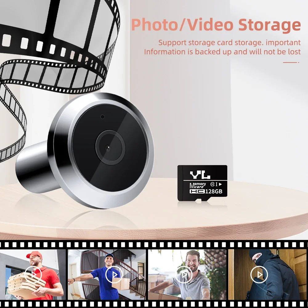 Elecpow Tuya スマートWiFiレーダーデジタルドア覗き穴カメラアイ 4.3インチ 1080Pビデオドアベル PIRナイトビジョンモーション検知